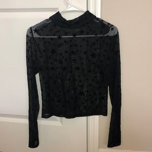 Black Sheer Long Sleeve Star Top